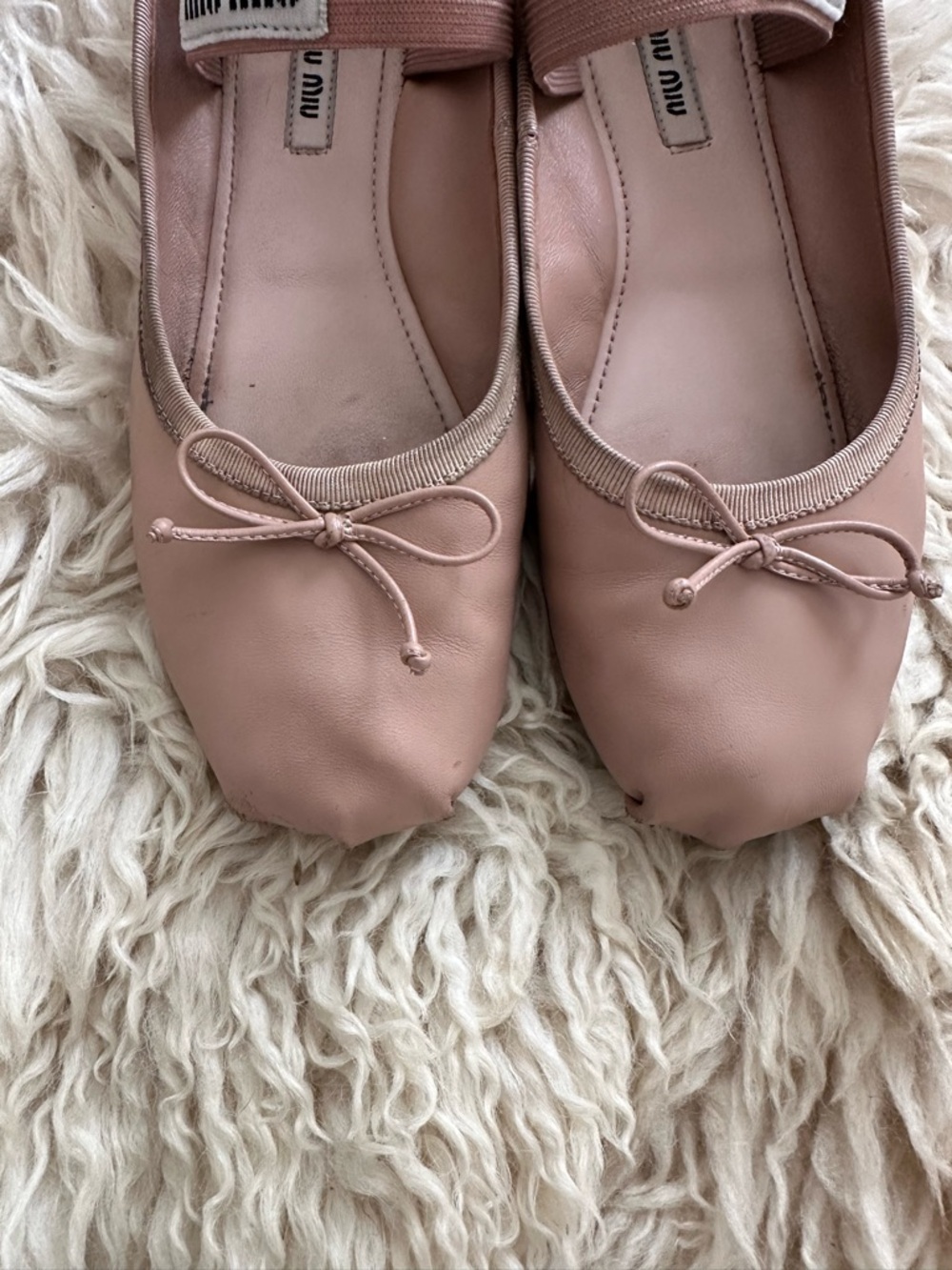 Miu Miu Pink Tan Leather Ballet Flats - Picture 3 of 8